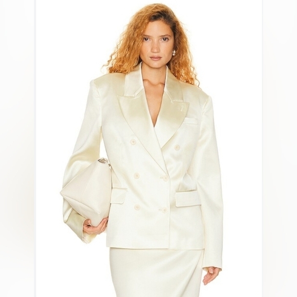 Helsa heavy satin double breasted blazer - Picture 1 of 16